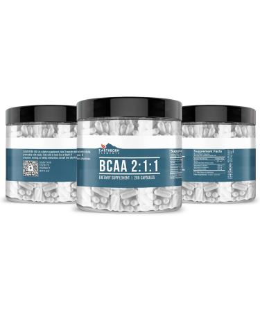 Earthborn Elements BCAA 200 Capsules - Pure Undiluted No Additives | International Shipping Available - Buy Online on GoSupps.com