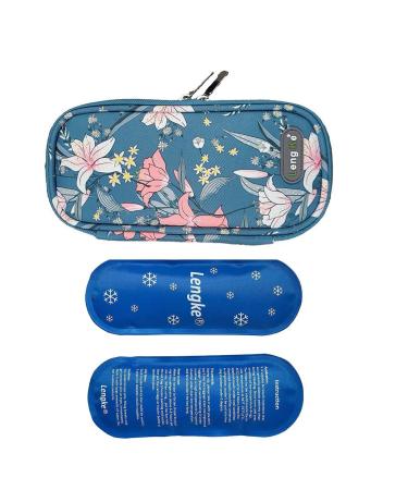 Onegenug insulin travel cooling bag diabetes medical cooling bag Isothermal insulin bag with 2 ice cream bags for medication cooler lily patterns