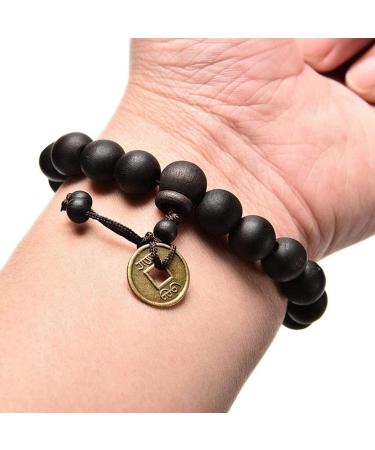 Shop Oralgos Handmade Buddhist Bracelet Set - 5 Unique Black Peach Pearl & Wood Accessories for Teens | International Shipping - Buy Online on GoSupps.com