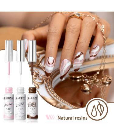 RARJSM Nude Liner Gel Nail Polish Set - 12 Colors 5ml with Thin Sharp Brush for Nail Art, Swirl Nails, and Striping - Soak Off, Curing Required - 12pcs Nude Color Set - Buy Online on GoSupps.com