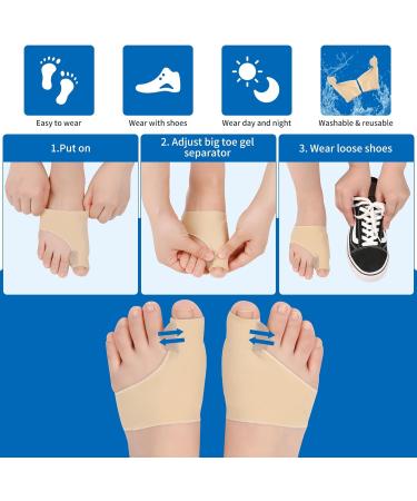 Bunion Corrector Big Toe Separator & Splint Sleeve - 1 Pair with Silicone Pad for Day and Night Wear - Small Beige - Buy Online on GoSupps.com