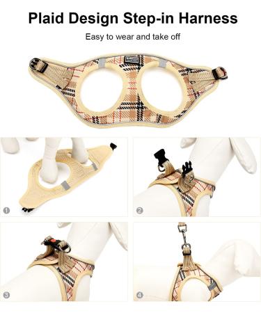 Suredoo Dog Harness for Small Dogs with Leash - Reflective Breathable and Anti-Training Design for Medium & Small Breeds (Beige Size L) - Buy Online on GoSupps.com
