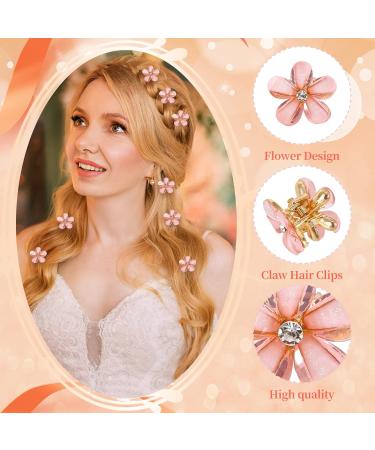 Buy 10 Mini Diamond Flower Hair Clips - Elegant Pink Hair Jewelry for Women & Girls | Perfect for Everyday & Special Occasions - Buy Online on GoSupps.com