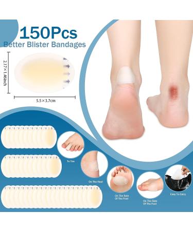 150pc Waterproof Hydrocolloid Heel Blister Adhesive Bandages - Gel Cushions for Fingers, Toes - Blisters Guard & Prevention Patches - Buy Online on GoSupps.com