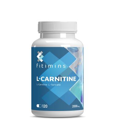 Fitimins - L-Carnitine 120 Capsules High Strength L-Carnitine Tartrate Supplement Enhances Energy and Aids Metabolism (2000mg per Serving)