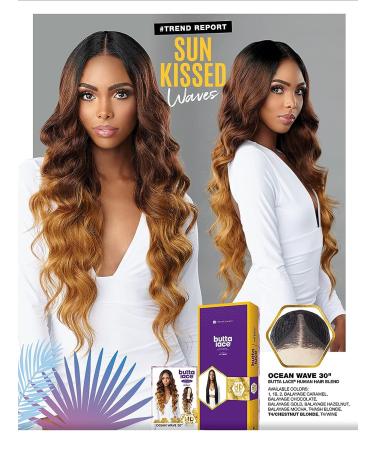 Sensationnel Butta Ocean Wave Lace Front Wig - Pre-Plucked Natural Hairline - Human Hair Blend - 30 Inches (1B) - Buy Online on GoSupps.com