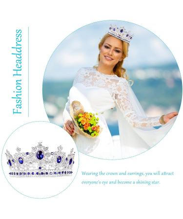 Beaupretty Baroque Bride Crown - Blue Silver Rhinestone Queen Tiara for Wedding - Buy Online on GoSupps.com