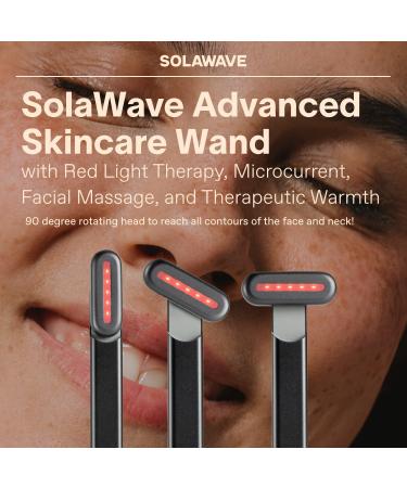 SolaWave 4-in-1 Facial Wand & Renew Complex Serum Bundle | Red Light Therapy & Microcurrent Device for Anti-Aging | Face Massager with Anti-Wrinkle Serum - Matte Black - Buy Online on GoSupps.com