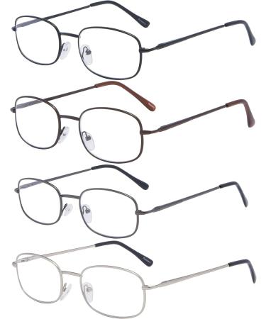 CessBlu 4 Pack Reading Glasses for Men & Women - Metal Frame Readers with Spring Hinge +2.5 - Stylish & Comfortable Vision Aid - Buy Online on GoSupps.com