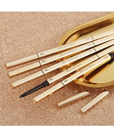 Waterproof Brown Brow Pencil & Eyeshadow Set with Spoolie | Dark Brown - Gold Bar Double-Headed Chopsticks Eyebrow Pencil - Buy Online on GoSupps.com