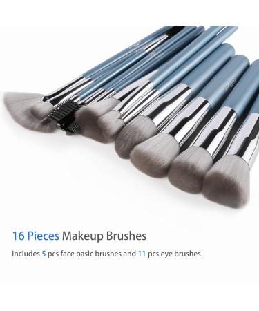 Premium Synthetic Makeup Brush Kit | Blending Face Powder Blusher Concealer & Eyeshadow Brushes - Blue - Buy Online on GoSupps.com