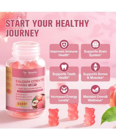 2 Pack Calcium Citrate Gummies 1200 mg - Calcium Supplements for Women with Vitamin D3 & K2,Magnesium,Zinc - Sugar Free Calcium Gummies for Bone & Teeth & Immune Support- Peach Flavor - Buy Online on GoSupps.com