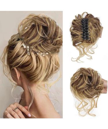 RPAEOY Curly Wavy Hair Tie with Clip - Synthetic Messy Bun Hair Scrunchy for Women (Golden Brown) - International Shipping Available - Buy Online on GoSupps.com