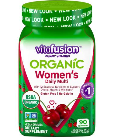 VitaFusion Organic Women's Multi Gummies - Wild Cherry Flavor, 90 Vegetarian Gummies - Buy Online on GoSupps.com