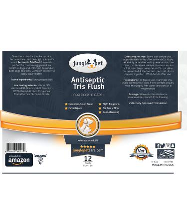 Jungle Pet Trizultra Keto Flush for Dogs - Antiseptic Dog Ear Cleaner Solution Tris EDTA Flush - Skin and Ear Cleaner Dog Ear Wash for Dogs and Cats - Treat Itch and Irritation - 12 oz - Buy Online on GoSupps.com