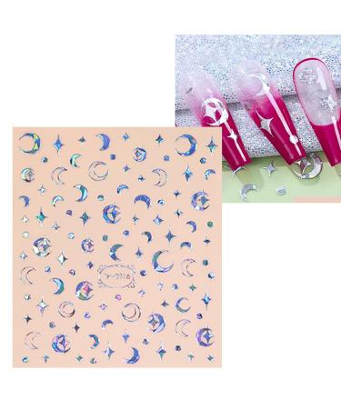 JMEOWIO 9 Sheets Aurora Holographic Moon Star Nail Art Stickers - Colorful Self-Adhesive Nail Supplies for Creative Nail Designs - Buy Online on GoSupps.com