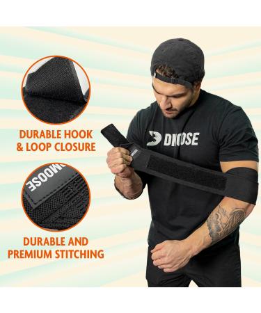 DMoose Fitness Elbow Wraps - For Weightlifting Bench Press & Powerlifting | 40 Nylon Elbow Straps for Men & Women - Joint Stability & Injury Recovery Support - Buy Online on GoSupps.com