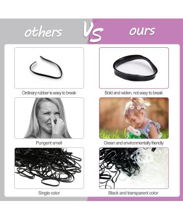 Hanyousheng Elastic Hair Bands 1000 Pcs Black/Clear Hair Elastic Bands Small Hair Bands Hair Rubber Bands for Braids Hair Bands for Women and Girls Hair Elastics Braiding Bands with Storage Bag 1000 Count (Pack of 1) - Buy Online on GoSupps.com