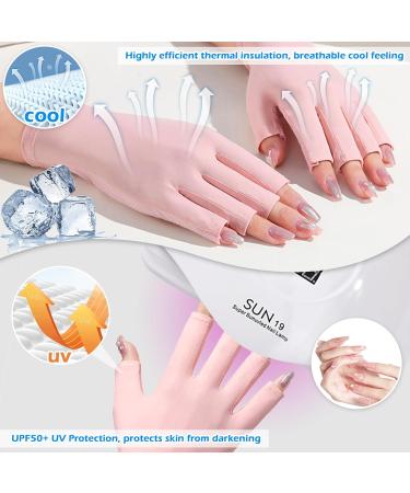 Plliocse 2 Pairs UV Gloves for Gel Nails UV Glove Gel Manicures Glove UPF50+ UV Nail Protection Gloves Fingerless UV Gloves for Gel Nails Protect Hands from UV Harm (Pink) - Buy Online on GoSupps.com