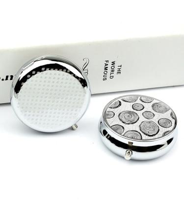 Portable 3 Compartment Pill Box - Travel Pill Organizer with Wood Ring Pattern - Small Round Pill Case for Purse & Pocket - Buy Online on GoSupps.com