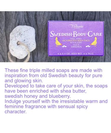 Swedish Body Care Shea Butter Soap & Honey Bilberry - 4 CT + 2 CT Disposable Body Shower Sponge - Nourishing Skincare for All Skin Types - Buy Online on GoSupps.com
