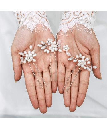 Edary Wedding Hair Accessories - Pearl & Crystal Bride Hair Clips (Set of 3) for Women & Girls - Buy Online on GoSupps.com