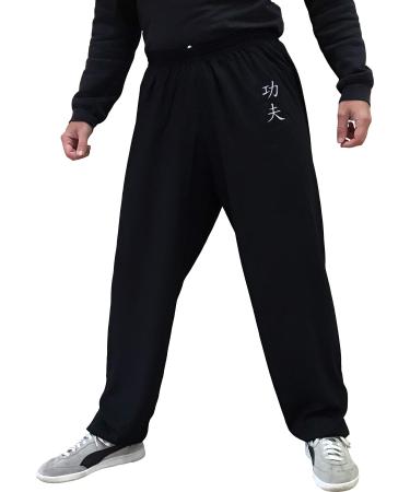 Kung Fu Pants Tai Chi and Wing Chun Bottoms Style for Women and Men Martial Arts Trousers Light and Smooth Kung Fu Black Large