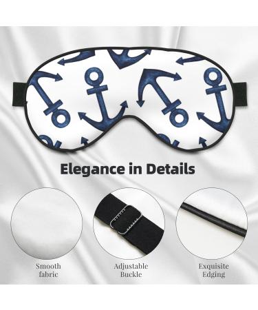 Navy Blue Anchors Print Sleep Eye Mask | Soft Travel Blindfold with Elastic Strap - Perfect for Night Sleeping - Buy Online on GoSupps.com