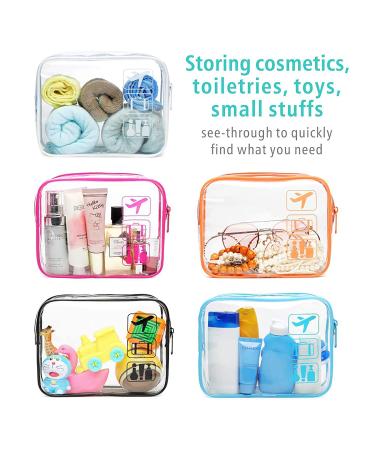 TSA Approved Clear Toiletry Bag - F-color 5 Pack Quart Size Travel Bags for Men and Women - Carry on Airport Compliant Cosmetic Makeup Bags (1-5 Pack) - Buy Online on GoSupps.com