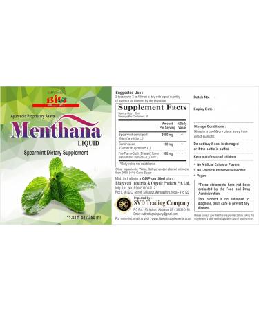 Menthana Liquid Spearmint Extract - 11.83 fl oz | Digestive Supplement for Bloating Relief, Stomach Cleanse - Buy Online on GoSupps.com