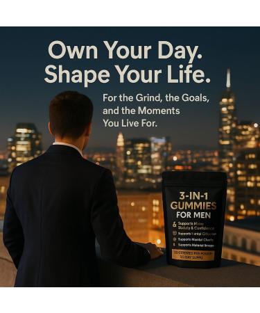 3 in 1 Gummies for Men Shilajit Gold Gummies with Sea Moss Ashwagandha Organic Manuka Honey Burdock Root Palm Moss Extract - 85+ Trace Minerals Supports Energy Vitality & Confidence - Buy Online on GoSupps.com