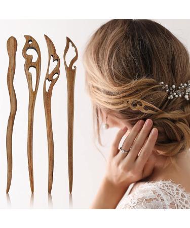 8-Piece Retro Wooden Hair Sticks Set - Handmade Chinese Vintage Hair Chopsticks - Brown Sandalwood Hairpin for Women - Bun Chignon Holder - Hair Accessories (Retro Style) - Buy Online on GoSupps.com
