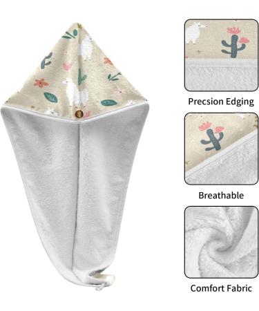 Boho Llama Dry Hair Cap Set | Quick Drying Towel & Button Headband - Super Absorbent & Comfortable - Buy Online on GoSupps.com