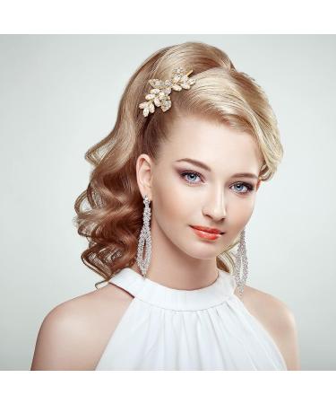 Gold Rhinestone Leaf Wedding Hair Clips - 4 Piece Bridal Hairpin Set | Elegant Hair Accessories for Women and Girls - Buy Online on GoSupps.com