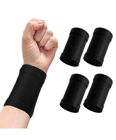 WLLHYF 2 Pairs Wrist Compression Sleeve Carpal Tunnel Wrist Brace Comfortable Elastic Hand Band Sport Support Wraps for Men Women Arthritis Tendonitis Sprain Injuries Workout (Black)