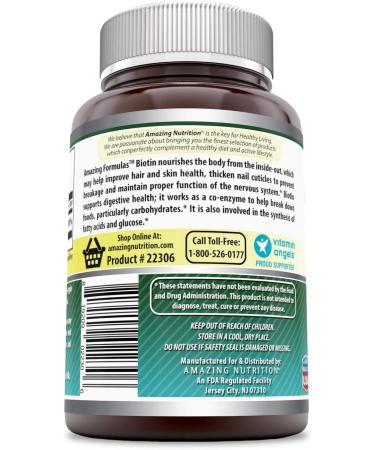 Amazing Formulas Biotin 15000 mcg - 200 Capsules - Promotes Healthy Hair, Skin & Nails | Supports Metabolism & Digestive Health - Buy Online on GoSupps.com