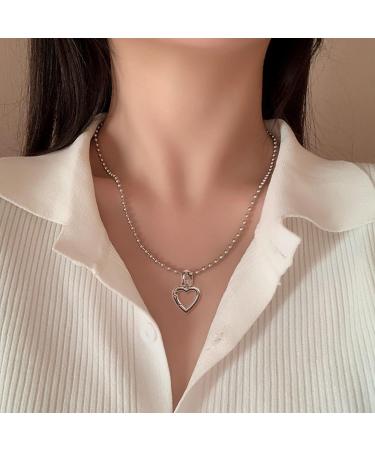 Oralgo Stylish Heart Trailer Necklace - Simple Hollow Geometric Jewelry for Women - Perfect Gift - Buy Online on GoSupps.com
