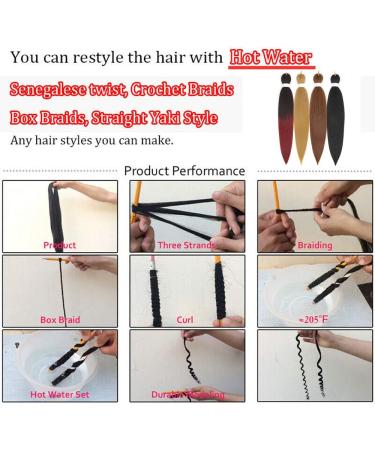 Pre-Stretched Braiding Hair Extensions Synthetic Crochet Braids Yaki Texture 26 Inch 6 Packs Full Head Hot Water Setting Professional Twist Braid Hair (26inch #1B) 26inch #1b - Buy Online on GoSupps.com