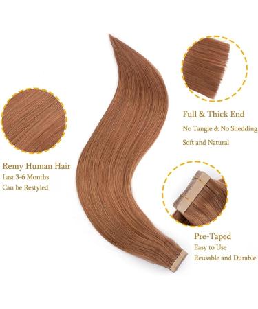 Tape in Hair Extensions Invisible Tape in Hair Extensions Real Remy Tape in Hair Extensions Silky Straight Human Hair Double Side Seamless Skin Weft Tape Hair Extensions Medium Auburn Tape in Extensio - Buy Online on GoSupps.com