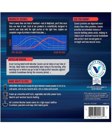 BodyTech Micellar Casein Protein Powder - Rich Chocolate, 24g Protein, Overnight Muscle Recovery - 4lb Pack - Buy Online on GoSupps.com