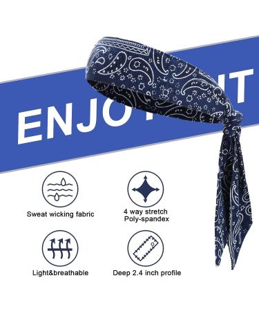 4-Piece Bandana Headband Set for Men & Women - Non-Slip Sweat-Wicking Athletic Headbands for Sports & Yoga - Buy Online on GoSupps.com