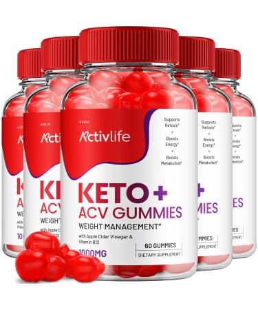 ActivLife Keto ACV Gummies - Active Life Keto Apple Cider Vinegar Gummies ActivLife Keto + ACV Weight Management Gummies ActiveLife Advanced 1000mg Formula (5 Pack - 300 Gummies)