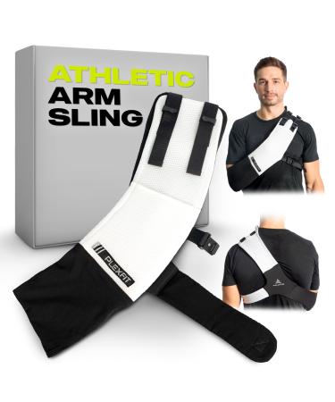 Athletic Arm Sling Class A Medical Device - Shoulder Sling Immobilizer for Injury Support - For Elbow & Wrist Too - Men & Women (Large Right White & Black) Large White & Black - Right Arm