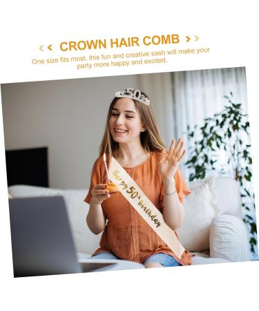 Beaupretty 1 Set Party Sash Crystal Headband Rhinestone Headpiece Birthday Favors for Adults Rhinestone Hat Bday Accessories for Women Crown Hair Comb Jewelry Set Miss Rhinestones - Buy Online on GoSupps.com