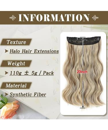 Invisible Wire 20 Long Wavy Curly Hair Extensions with Adjustable Headband - Medium Brown Ash Blonde Synthetic Hairpiece for Women - Buy Online on GoSupps.com