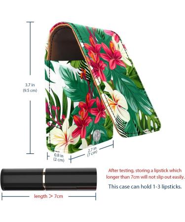 Travel Lipstick Organizer Case - Portable Makeup Bag with Mirror | Tropical Leaves & Flowers Design - Perfect for International Shipping - Buy Online on GoSupps.com
