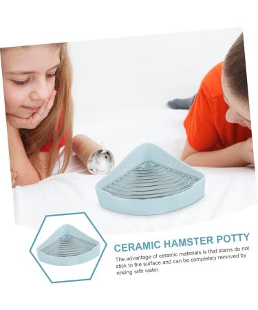 HANABASS Small Pet Ceramic Toilet Rabbit Litter Tray Chinchilla Potty Tray Rabbit Toilet Cat Toilet Ceramics 24x18.5cm Sky-blue - Buy Online on GoSupps.com