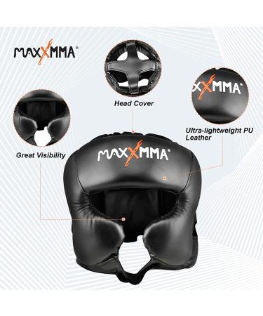 MaxxMMA Black L/XL Headgear for Boxing, MMA, Kickboxing Training | Sparring Gear for Karate & Taekwondo - Buy Online on GoSupps.com