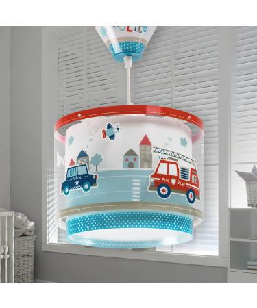 DALBER Polizeil Ceiling Light - Blue Children's Pendant Lamp for Kids' Room | 26.5 x 26.5 x 21 cm - International Shipping Available - Buy Online on GoSupps.com