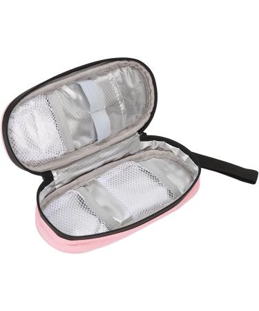 Pink and Grey Insulin Cooler Bag for Diabetic Travel | Zipper Design Cooling Storage | Ideal for Office and Outdoor Activities | Includes Storage for Pills and Mini Tools (Pink) - Buy Online on GoSupps.com